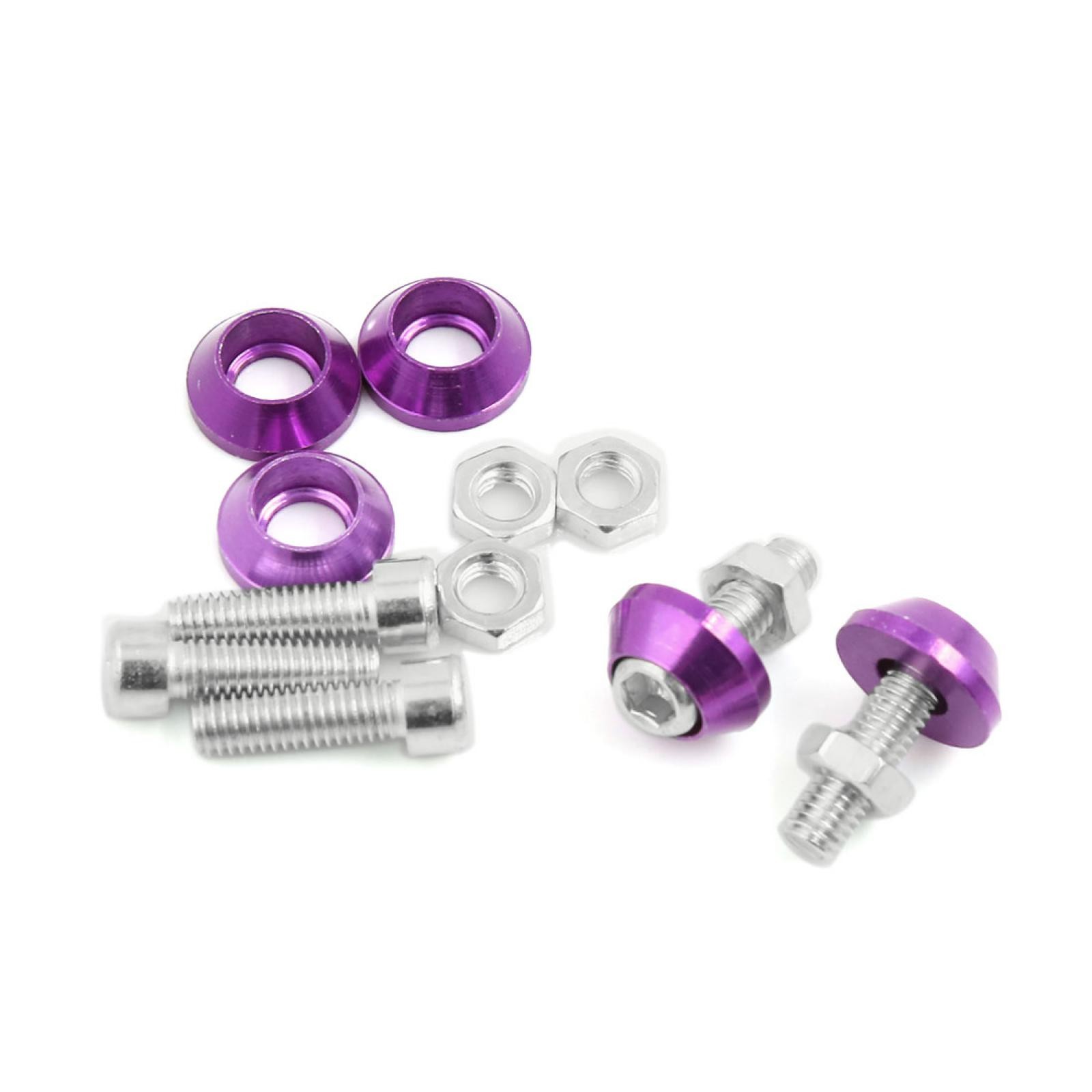 M6 Purple Metal Cone Head License Plate Frame Nuts Screws 5pcs for Motorbike