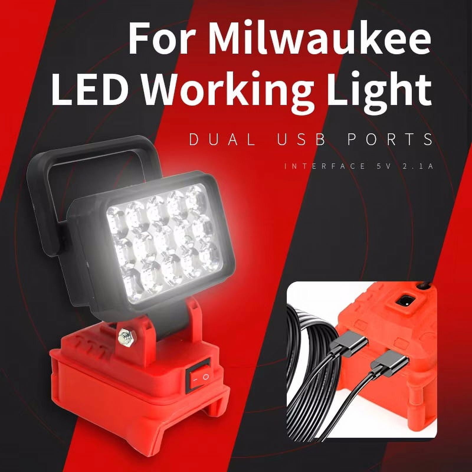 Led Light Fit Milwaukee Battery M18  Portable Spotlight Cordless Outdoor Work