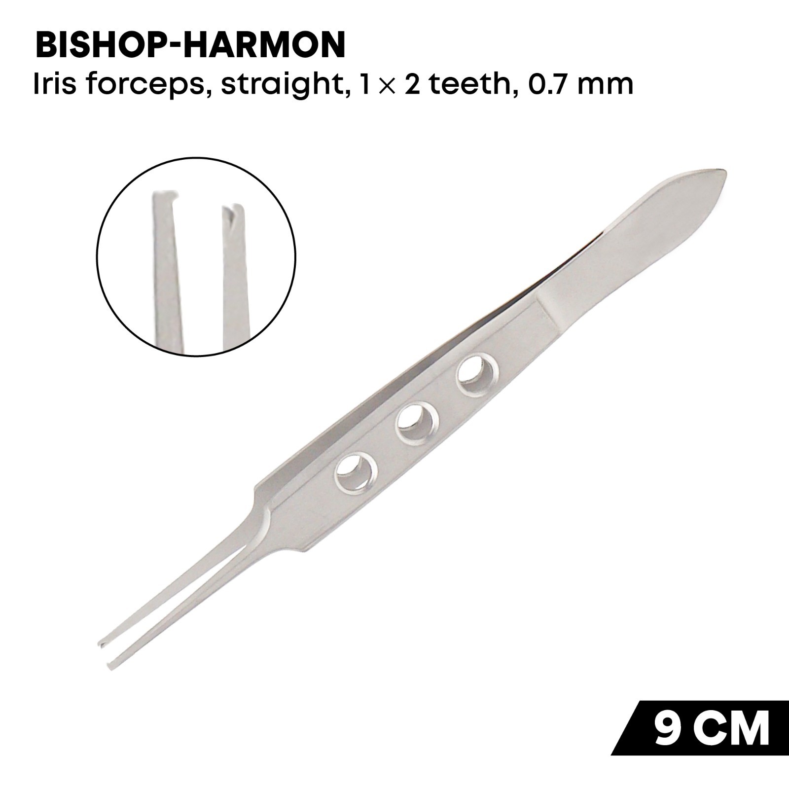 Bishop Harmon Iris Forceps Straight 1×2 Teeth 0.7mm Ophthalmic Instrument German