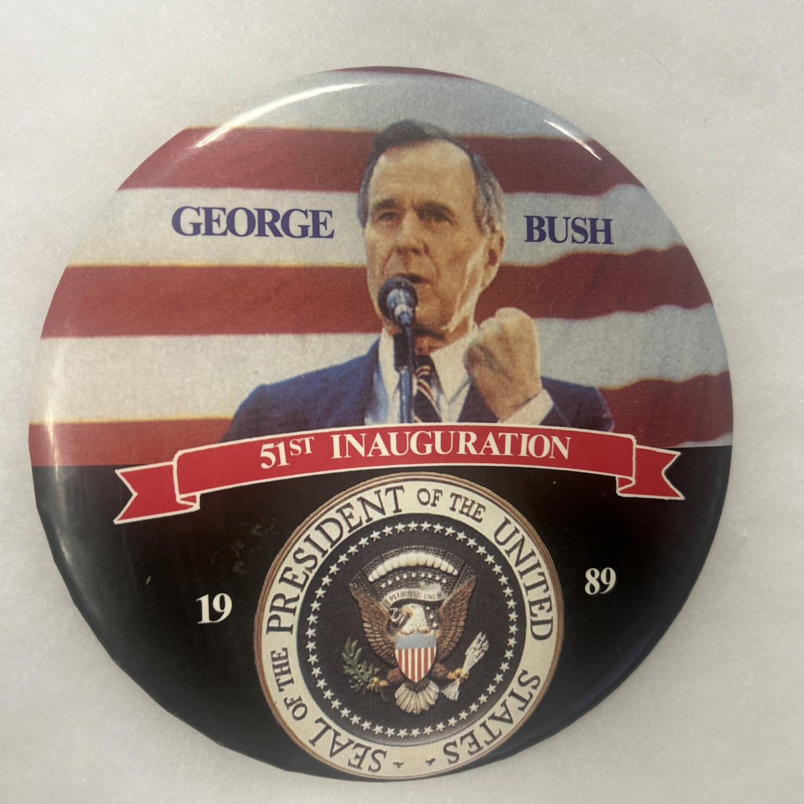 6” George Bush 51st Inauguration 1989 pinback button pin