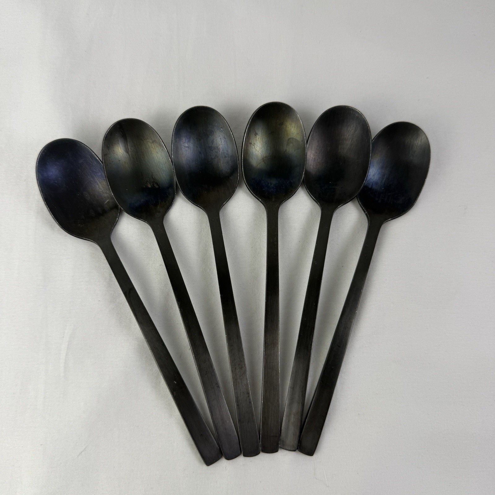 35 Piece Cambridge Cecil Black Satin Flatware Silverware Service For 7 Titanium