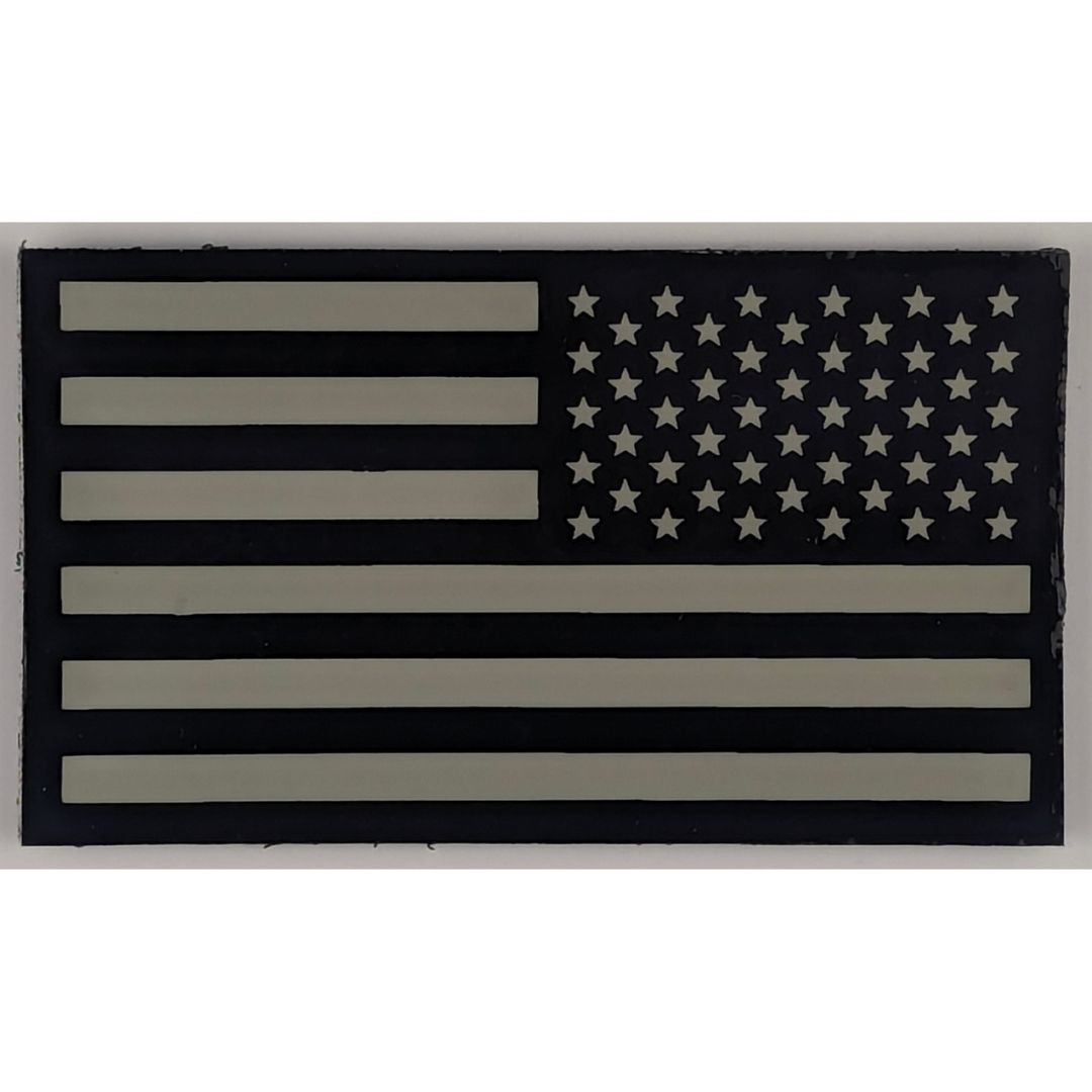 IR Reverse American Flag Patch; Subdued Infrared Tactical Patch w/ Hook Fastener