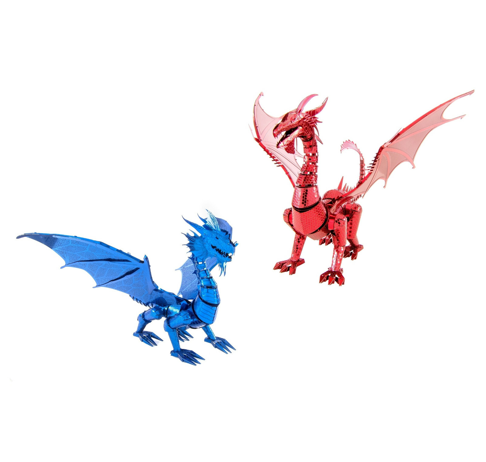 Set of 2 Fascinations ICONX RED & BLUE DRAGON 3D Steel Metal Earth Model Kits