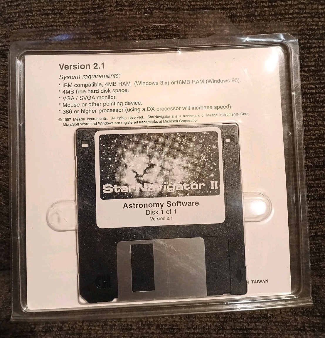 Star Navigator II Astronomy Software Version 2.1 - 3.5 floppy Disk - Meade 1997