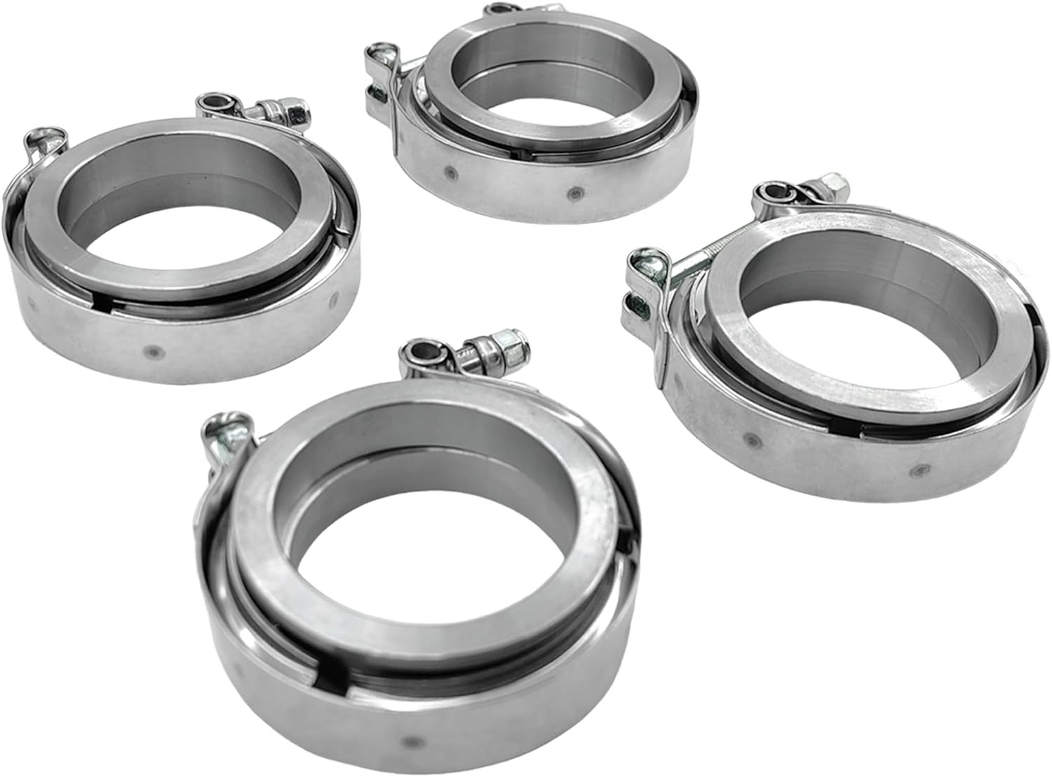 2.25 Inch V Band Clamp 4Pcs with Flange Male Female, 2.25 V Band 2.25 inch*4