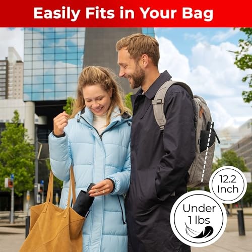 Reverse Folding Windproof Umbrella, Large 46", Strong & Light | A. Black