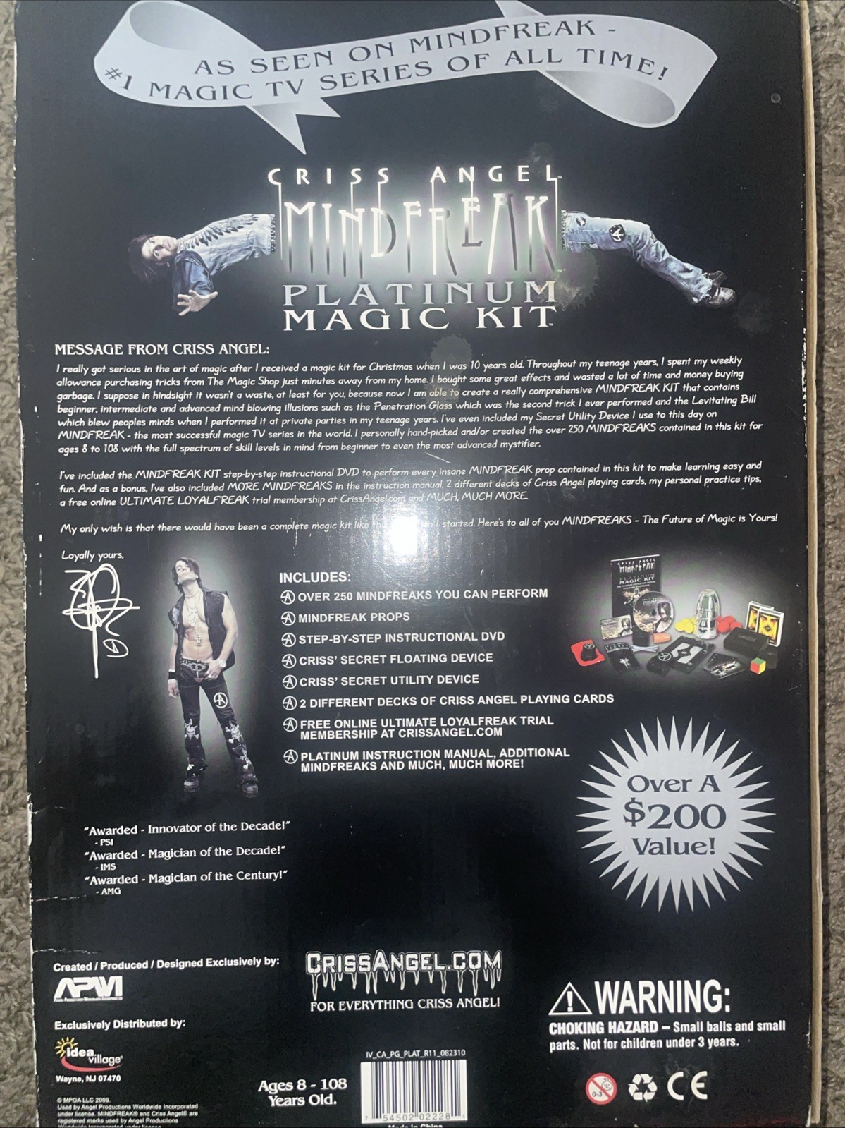 Criss Angel Platinum Magic Kit Over 250 Magic Tricks & DVDs New