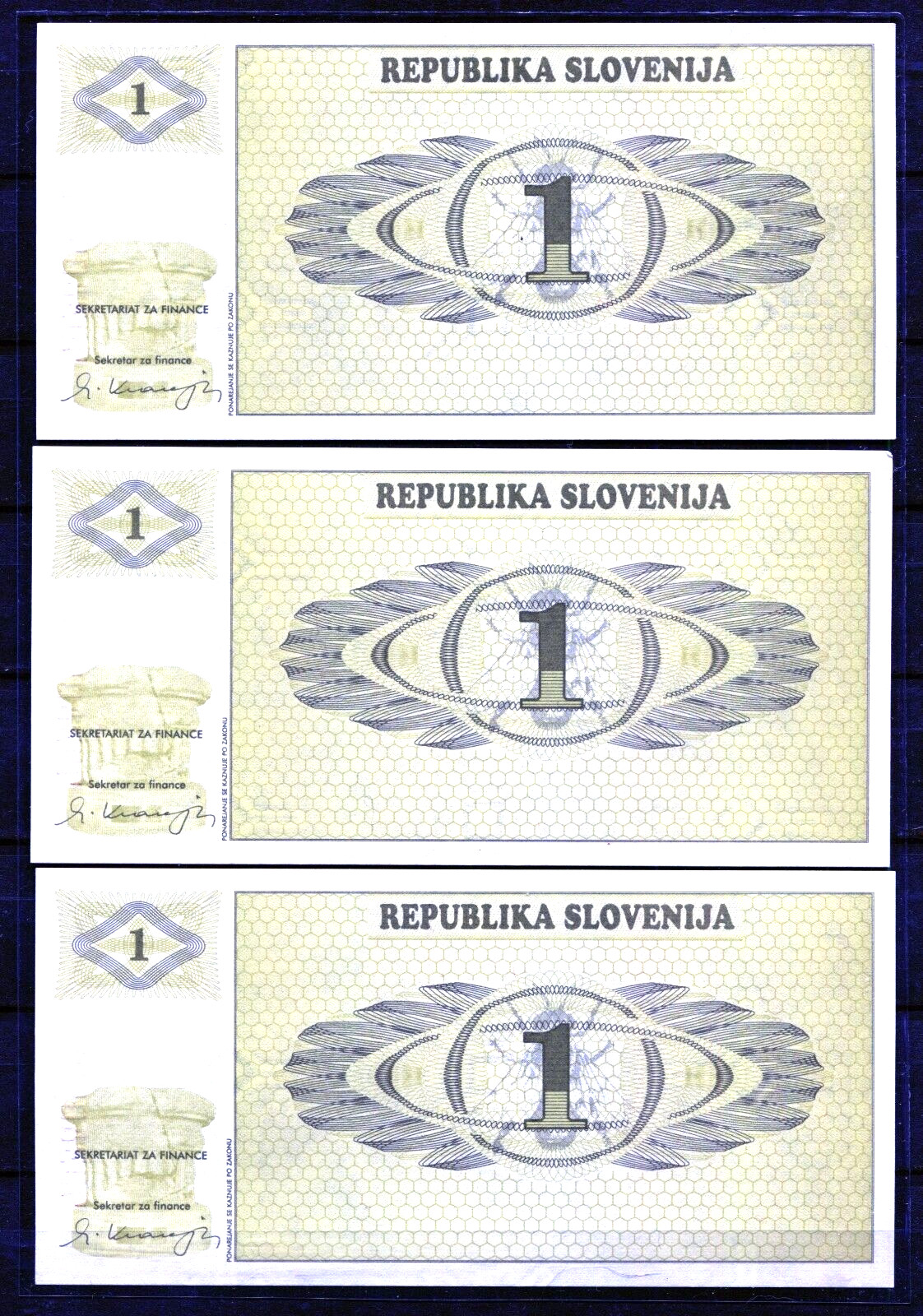 SLOVENIA  1990  lot of 6 paper money  1 tolar   good conditions (G1146)