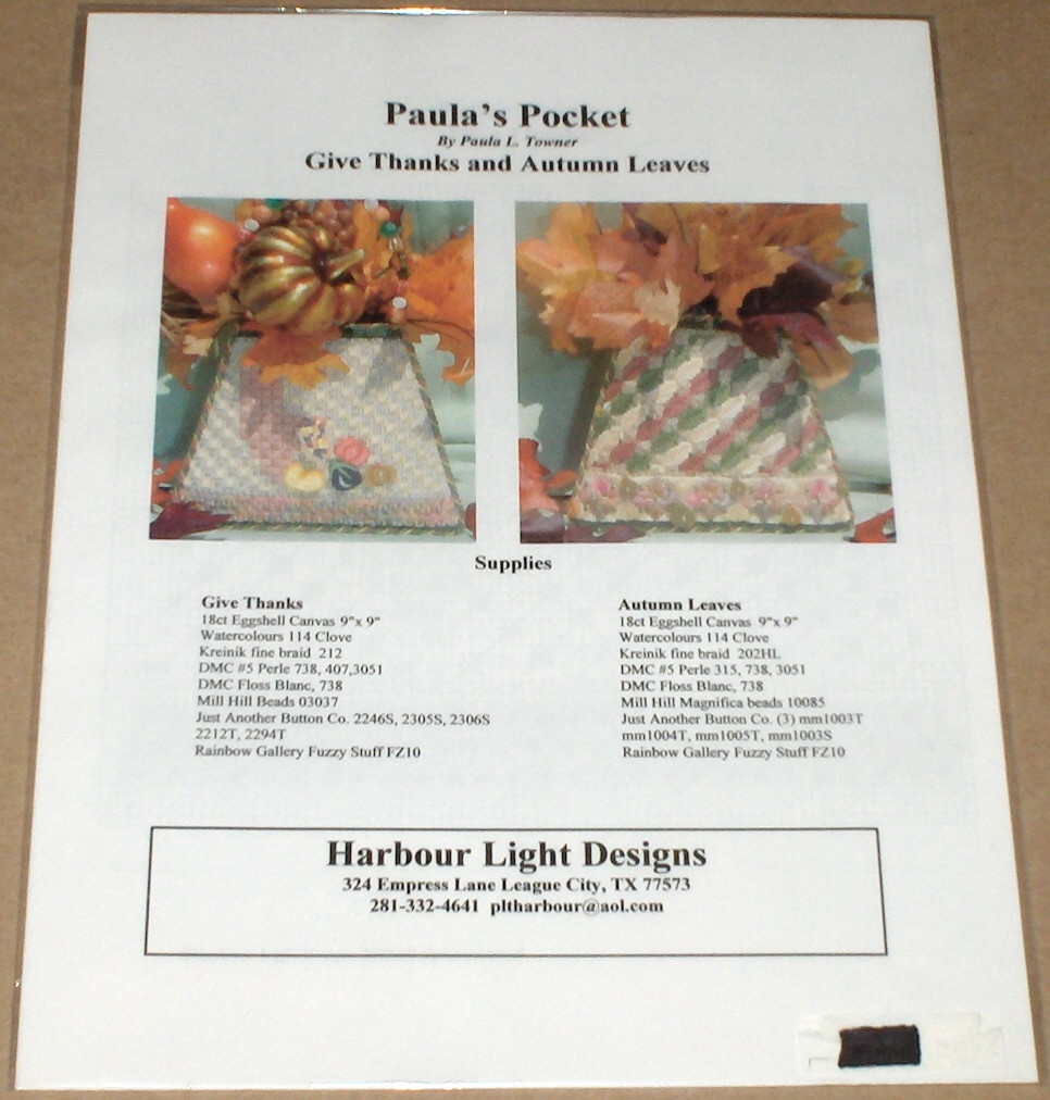 Harbour Light Designs "Give Thanks & Autumn Leaves" Needlepoint Patterns NIP