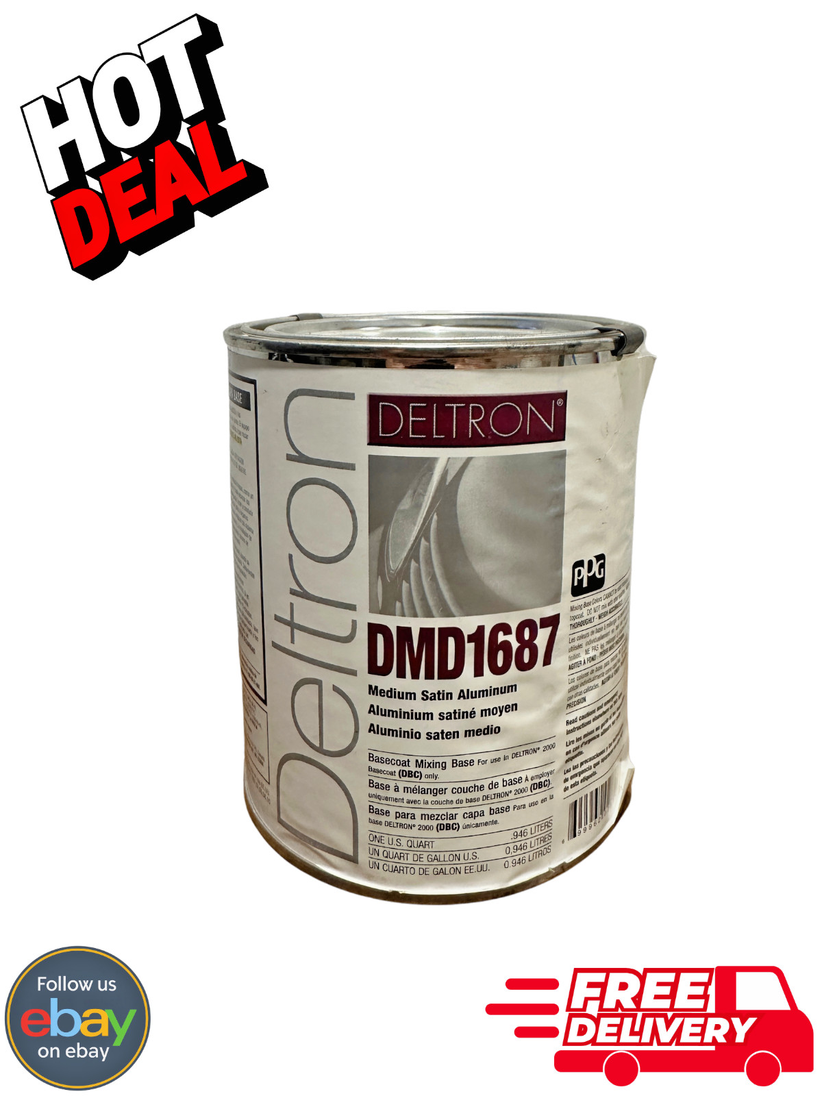 PPG Deltron DMD1687 Medium Satin Aluminum Toner QT