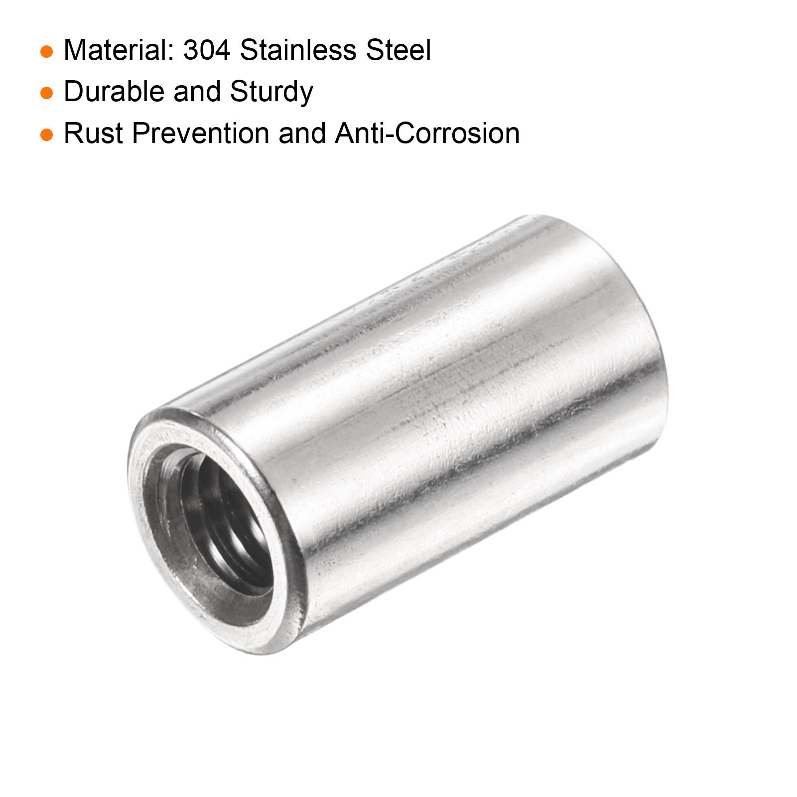 12Pcs Round Connector Nuts, M5x15x8mm Coupling Nut Sleeve Rod Bar Stud Nut