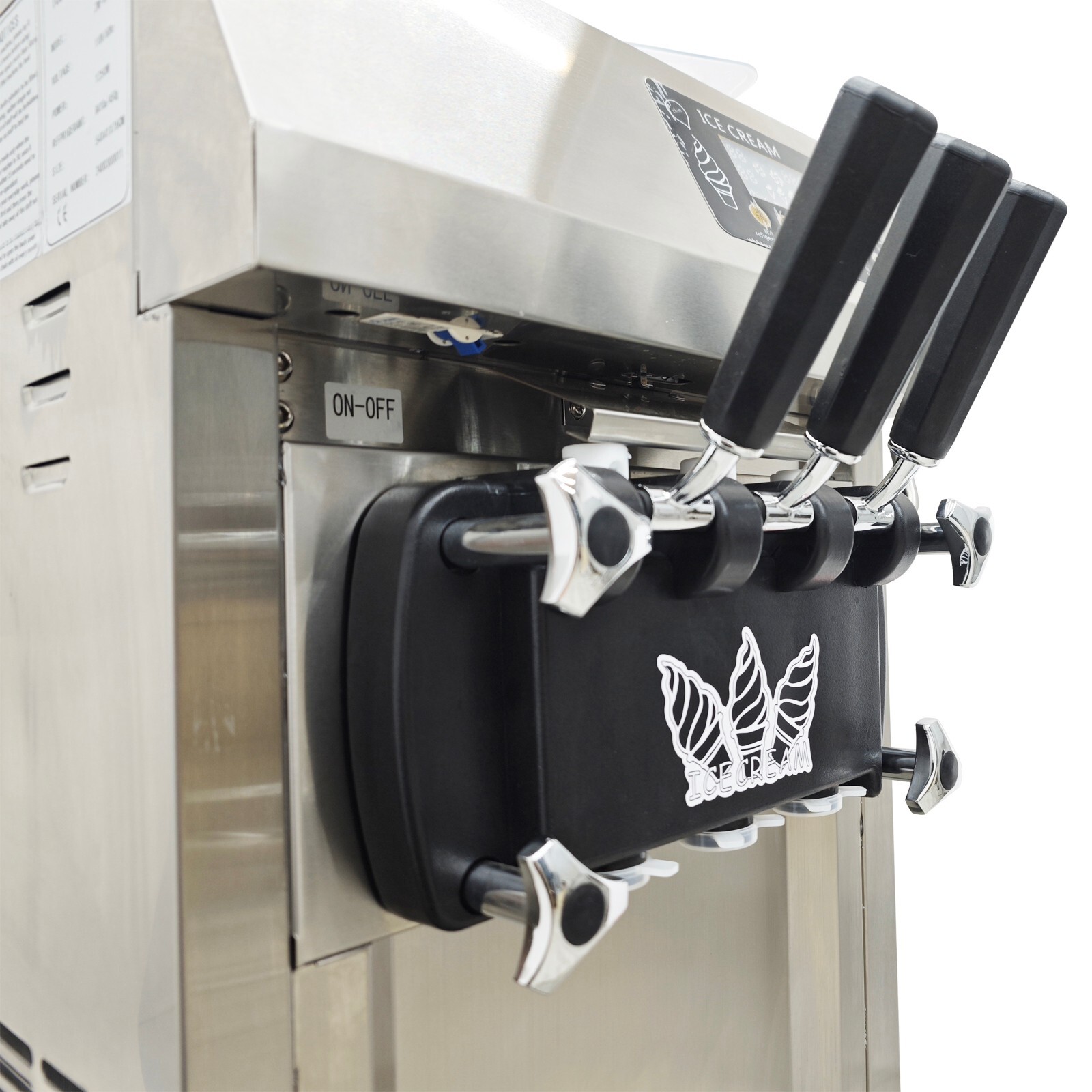 110V Fully Automatic 3 Flavors Soft Serve Ice Cream Maker Pre-cooling&Freshness