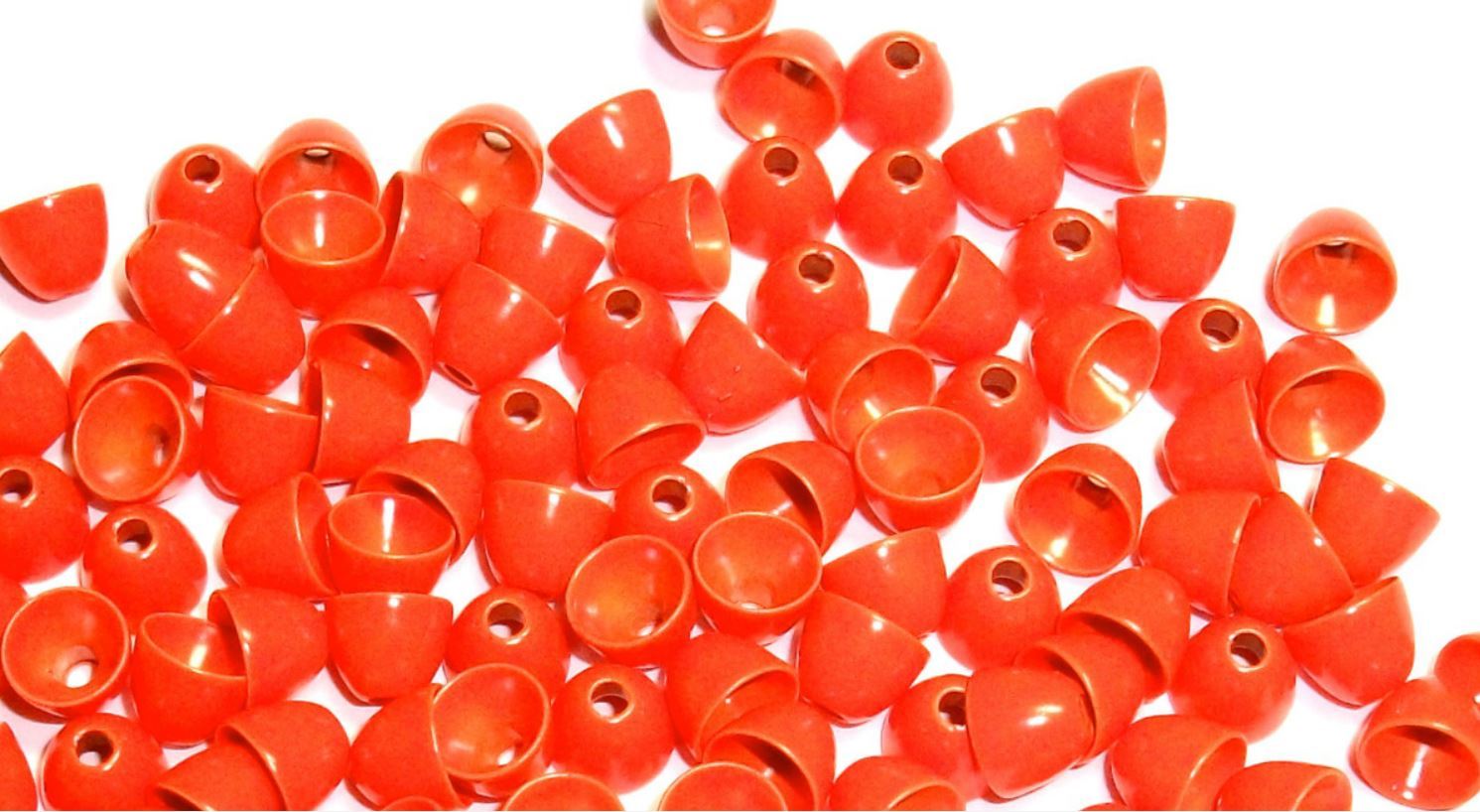 PREMIUM FL. ORANGE CONEHEAD BRASS BEADS FLY TYING PICK FROM 6 SIZES 20 COUNT