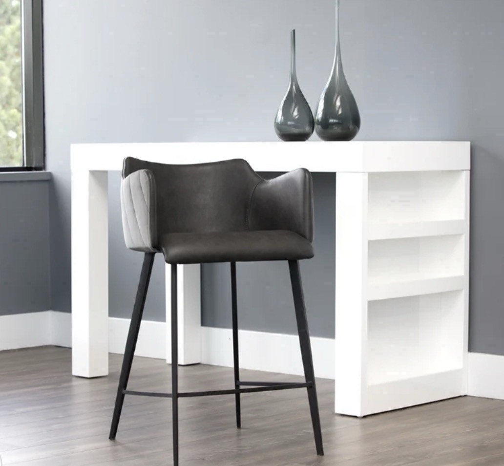 Home Square Griffin 26.25" Fabric Counter Stool in Roman Gray