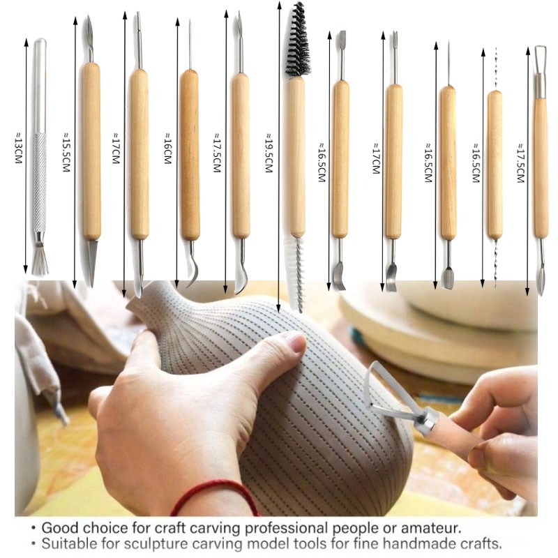 Pottery Clay Sculpting Tool Set Wooden Handle Ceramic Carving Shaping Tool