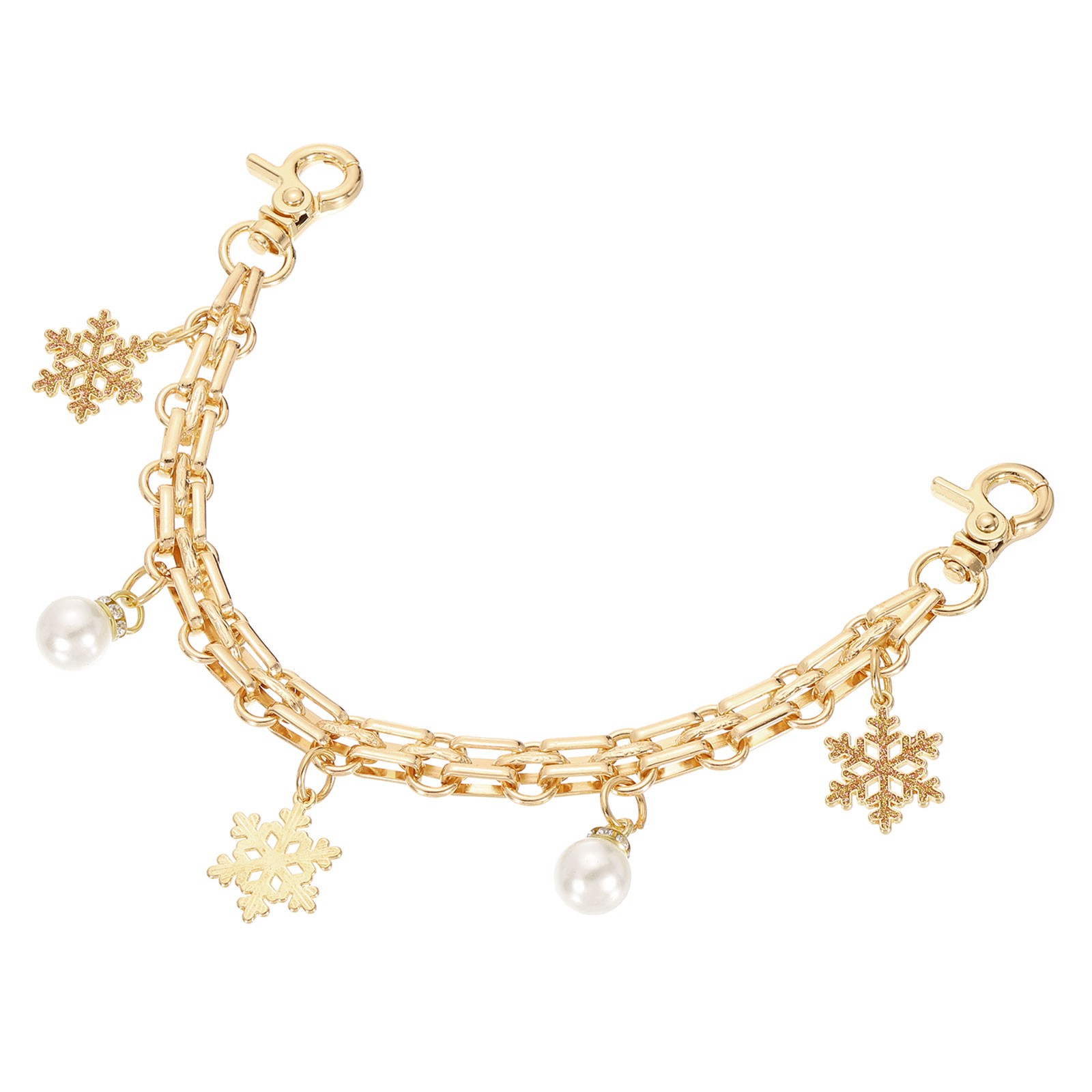 1Pcs 10" Snowflake Pearl Pendant Handbag Chain Strap, Champagne
