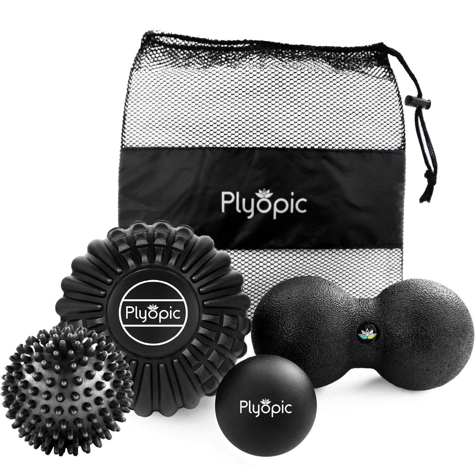 Deep Tissue Massage Ball Set – Set of 4: Lacrosse, Spiky, Peanut and 5R