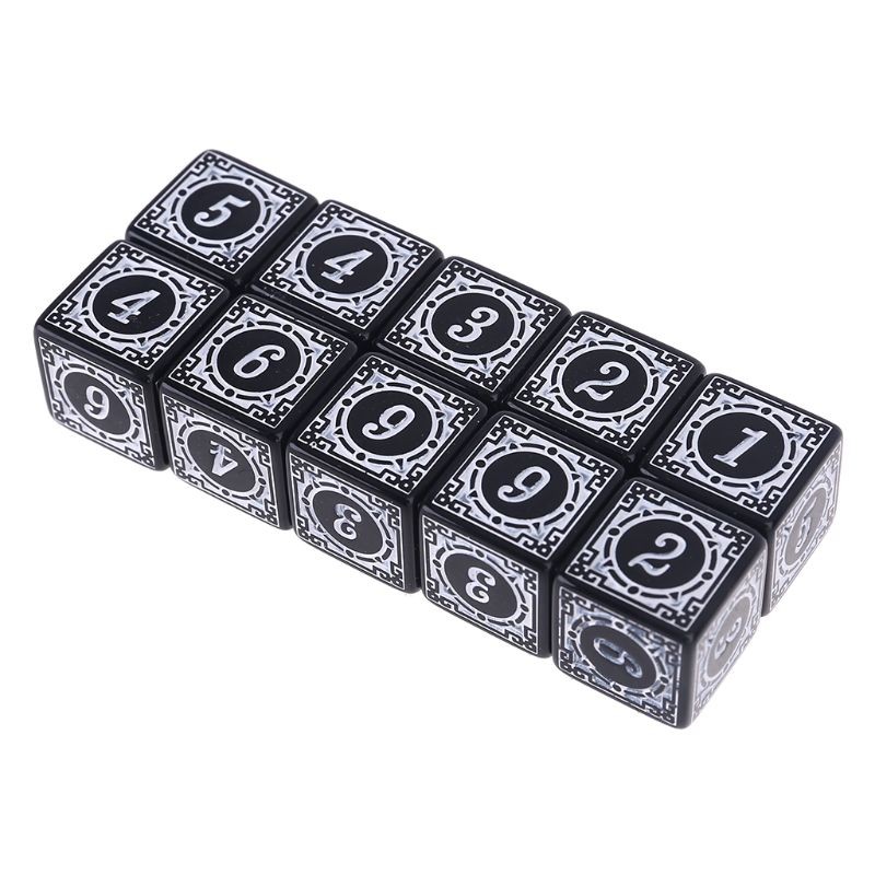 10 Pcs Acrylic 6 Sided Square Edged Dices for Table Game, Classroom Teaching