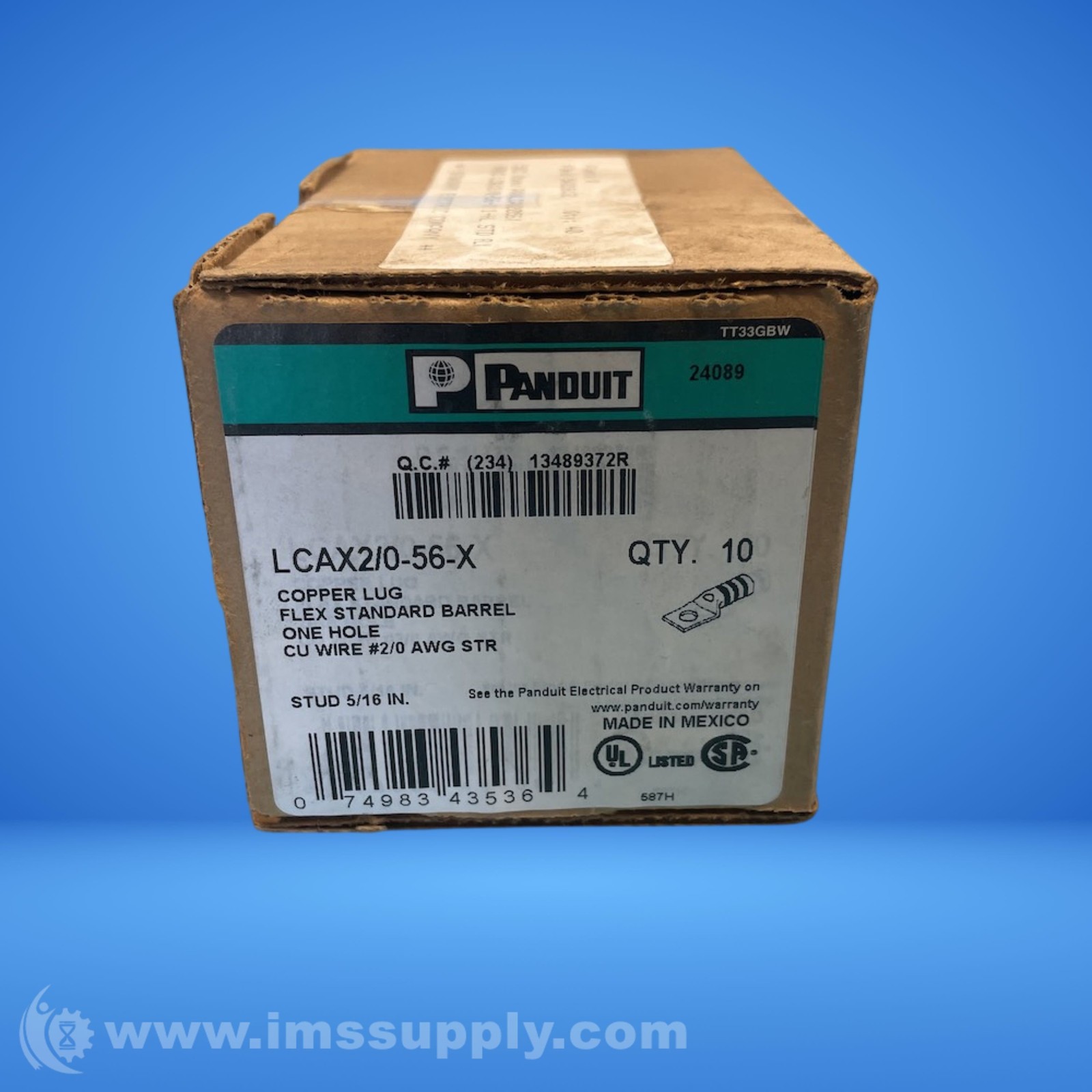 Panduit LCAX2/0-56-X Box of 10 Copper Compression Lugs FNOB