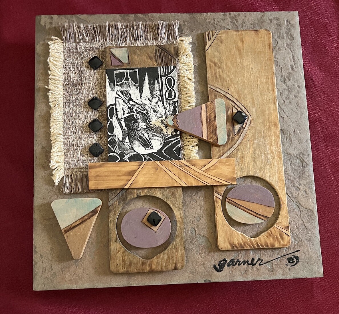 Modernism Cubism Abstract Collage Mixed Media Art Cellist Artist Signed Garner