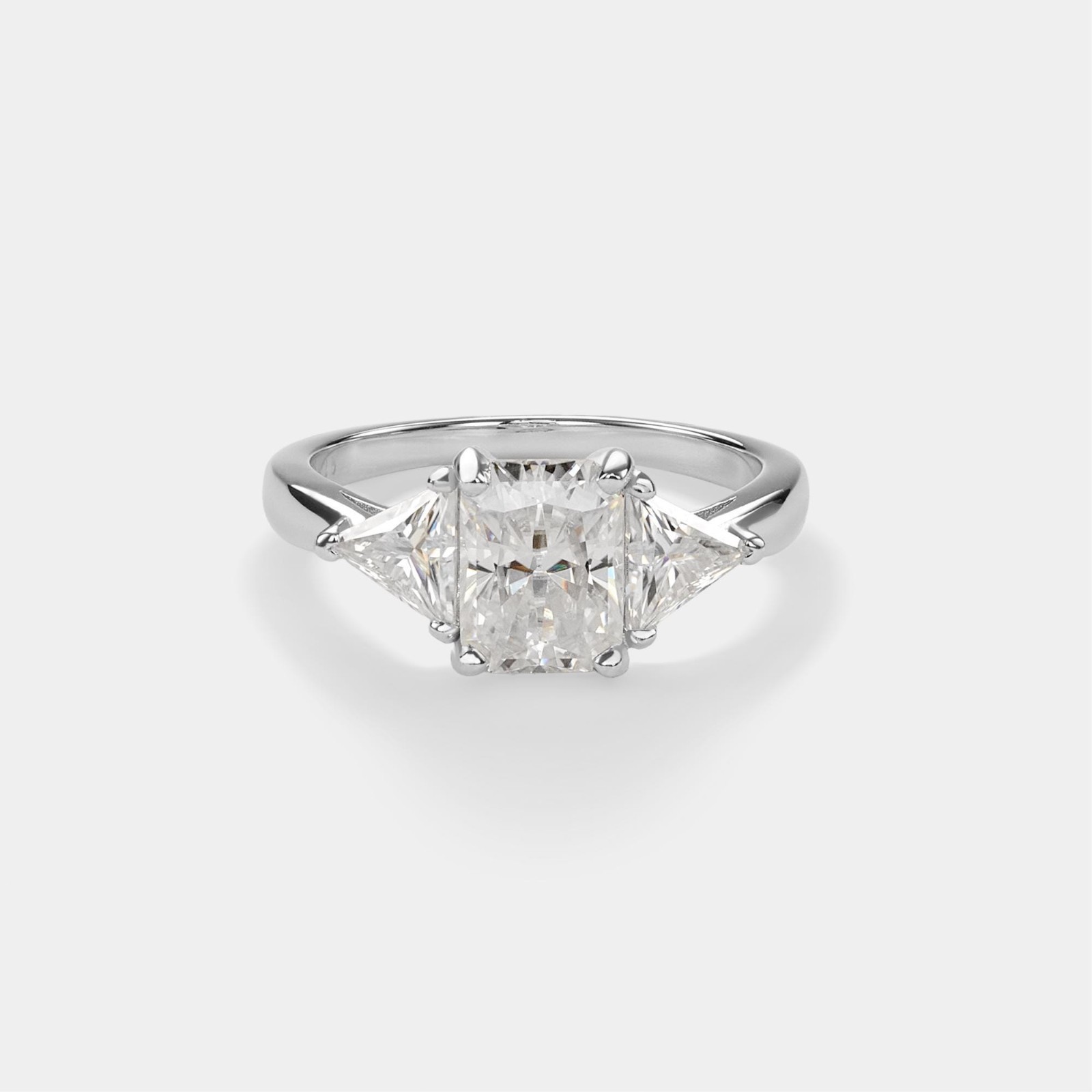 Three-Stone Moissanite Engagement Ring in 925 Sterling Silver