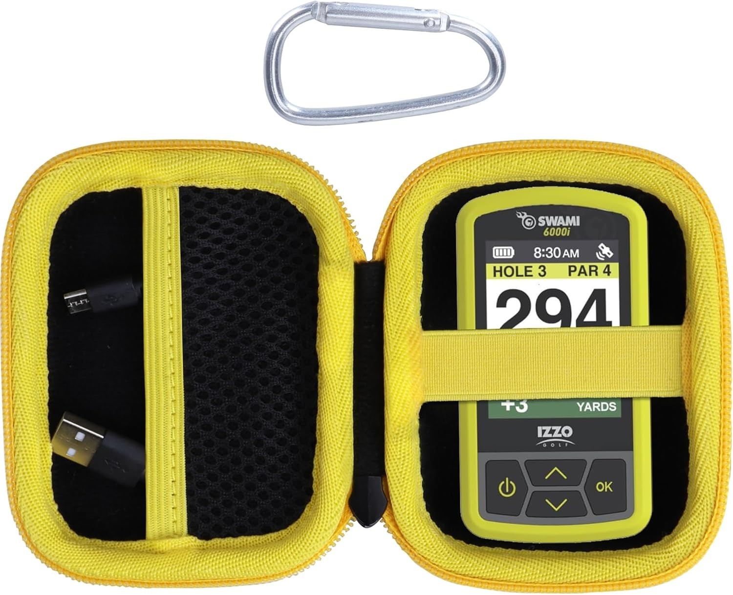 Hard Case Compatible with Izzo Swami 6000 Handheld Golf GPS Black + Yellow Case