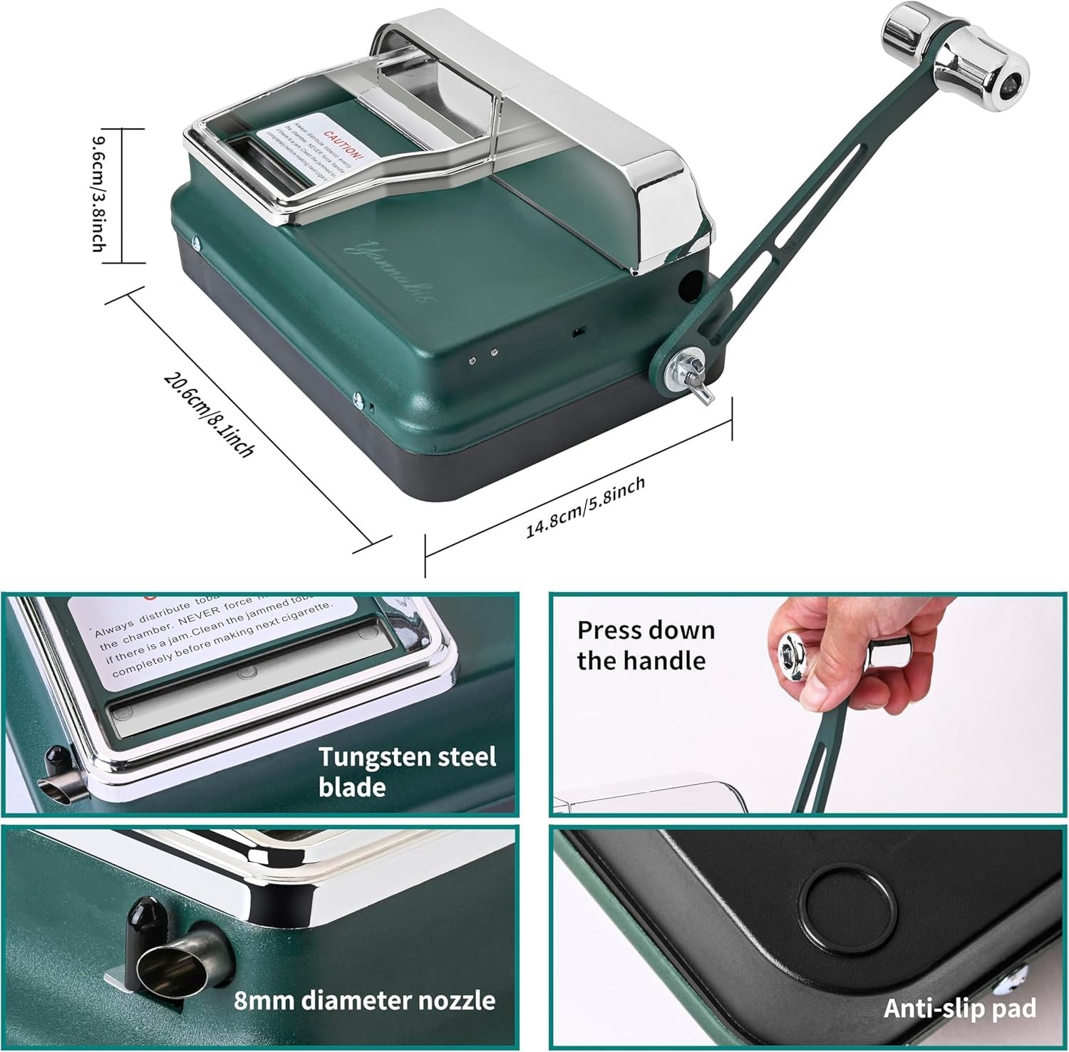 Cigarette Rolling Machine + Cigarette Case + 20pcs Unbleached Filter Tubes, M...