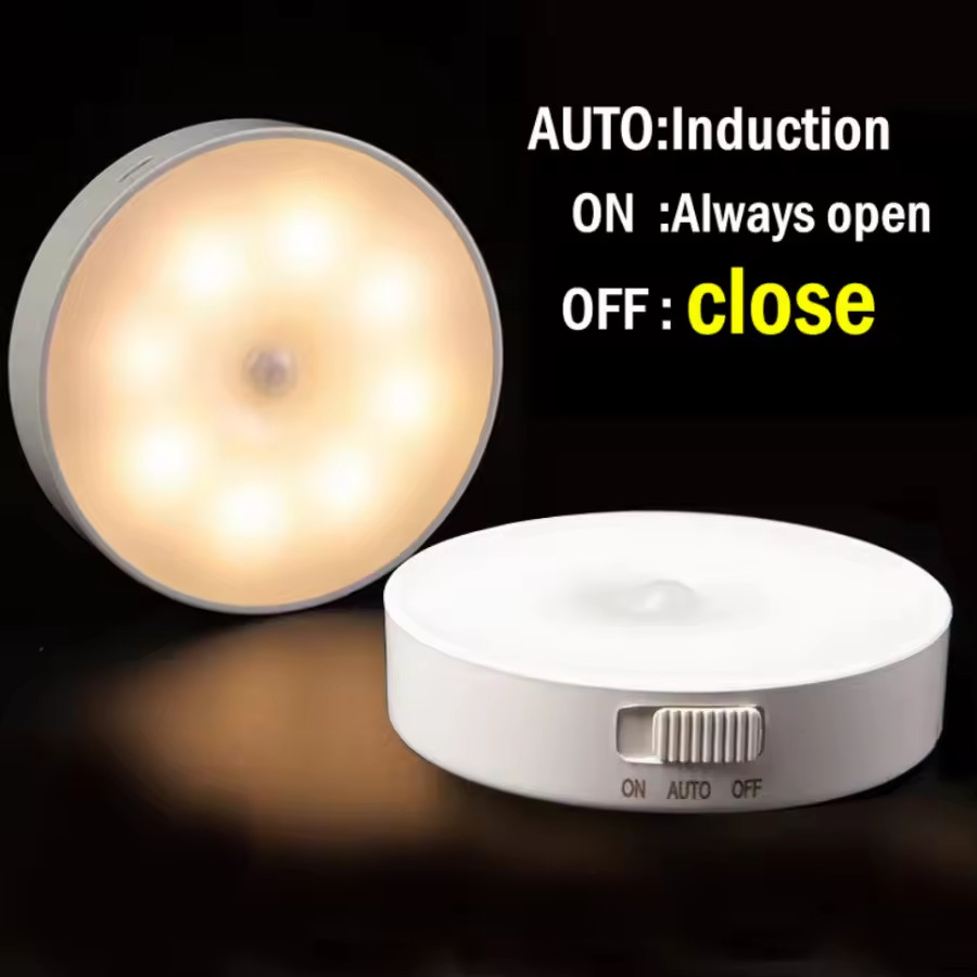 LED Motion Sensor Under Cabinet Closet Light USB Rechargeable Kitchen Lamp