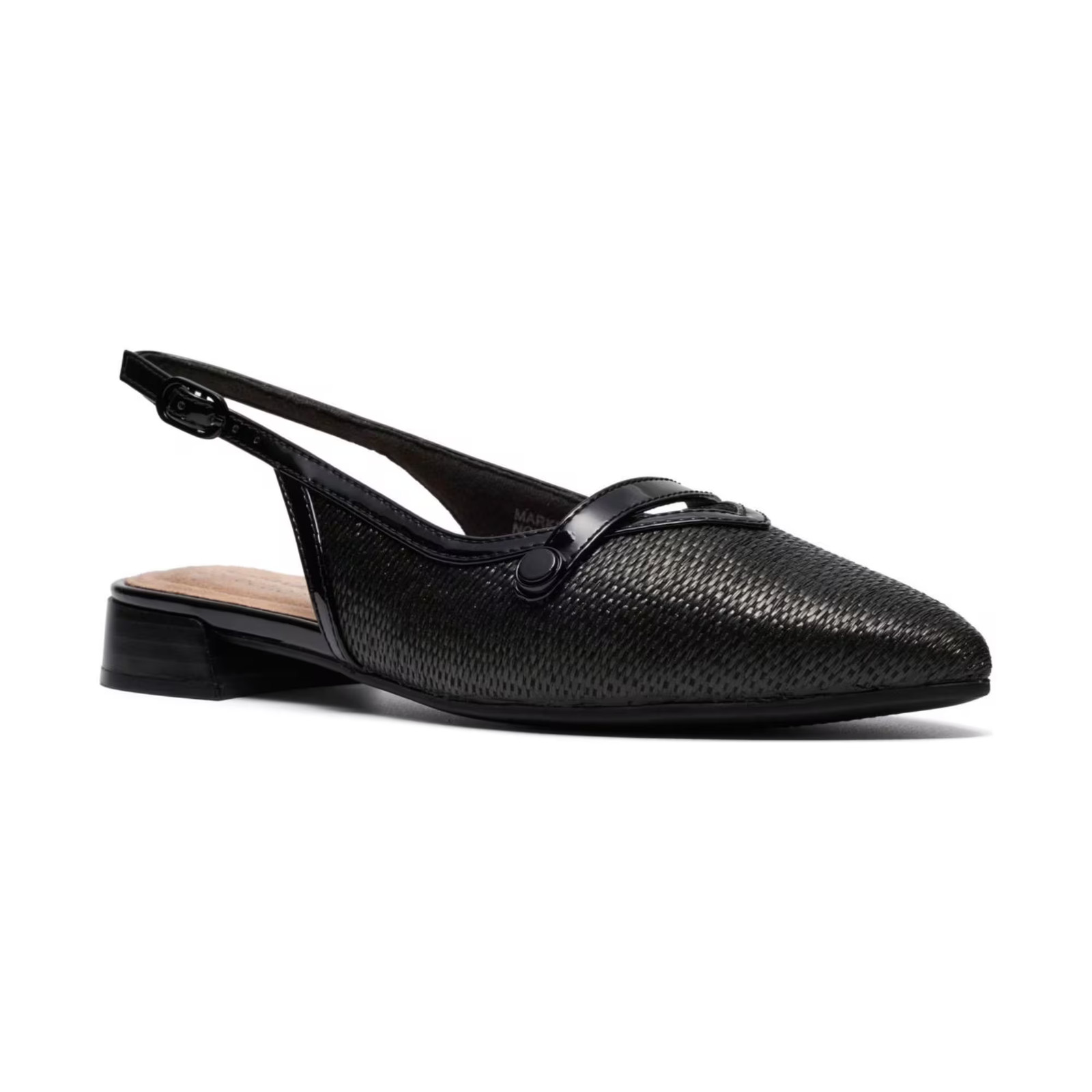 Women's Clarks Natalyn Sling Pointed Toe Dress Flats Black Raffia