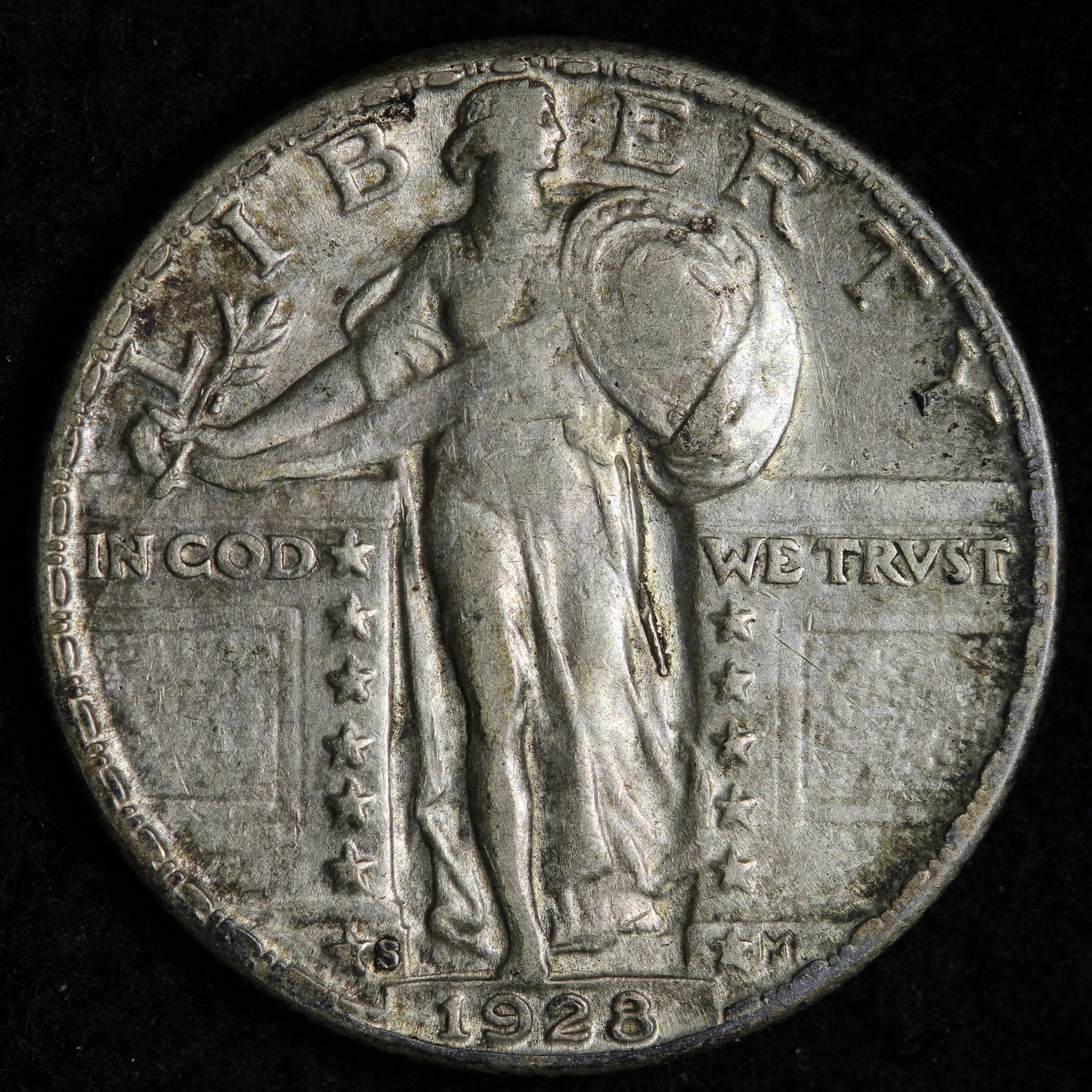 1928-S Standing Liberty Silver Quarter AU E338 GSHM