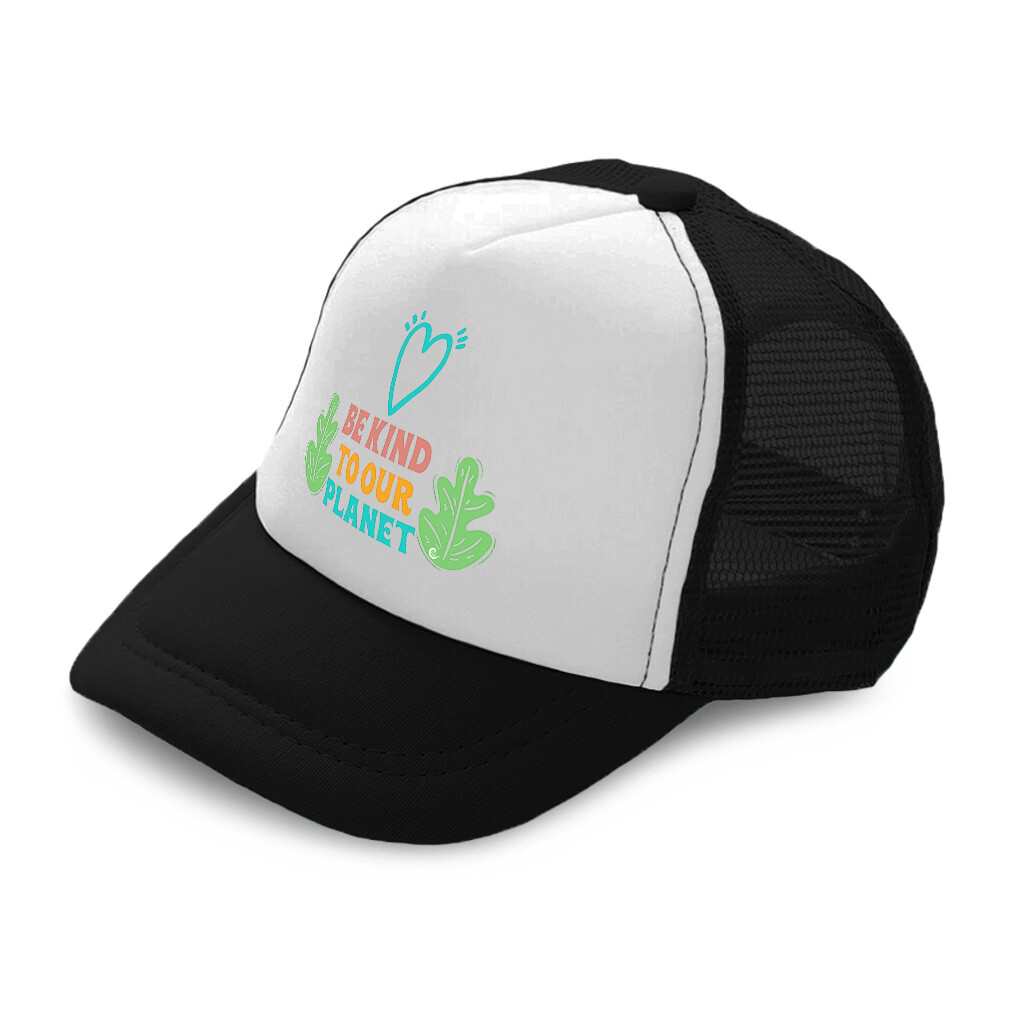 Kids Trucker Hat Be Kind to Our Planet Heart Leaves Boys Caps & Girls Caps