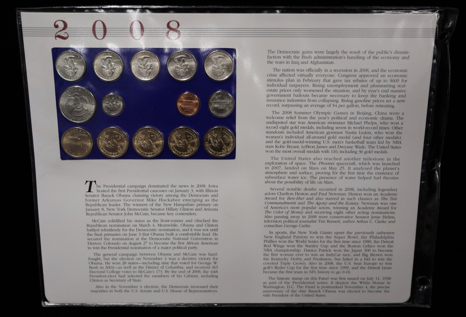 2008 P & D Uncirculated Mint Sets Postal Commemorative Society Coins & Stamps