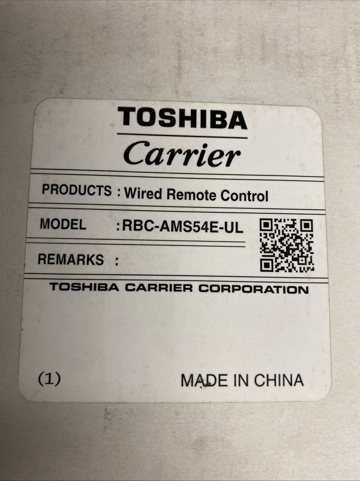Toshiba Carrier RBC-AMS54E-UL VRF Thermostat Controller. New Item Open Package