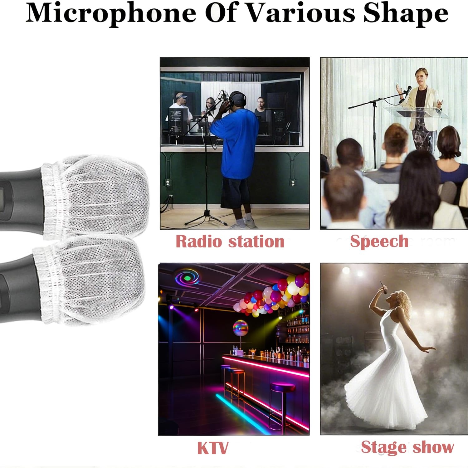 100 Pcs Non-Woven Microphone Cover, Disposable Hygiene Covers, Handheld Micro...