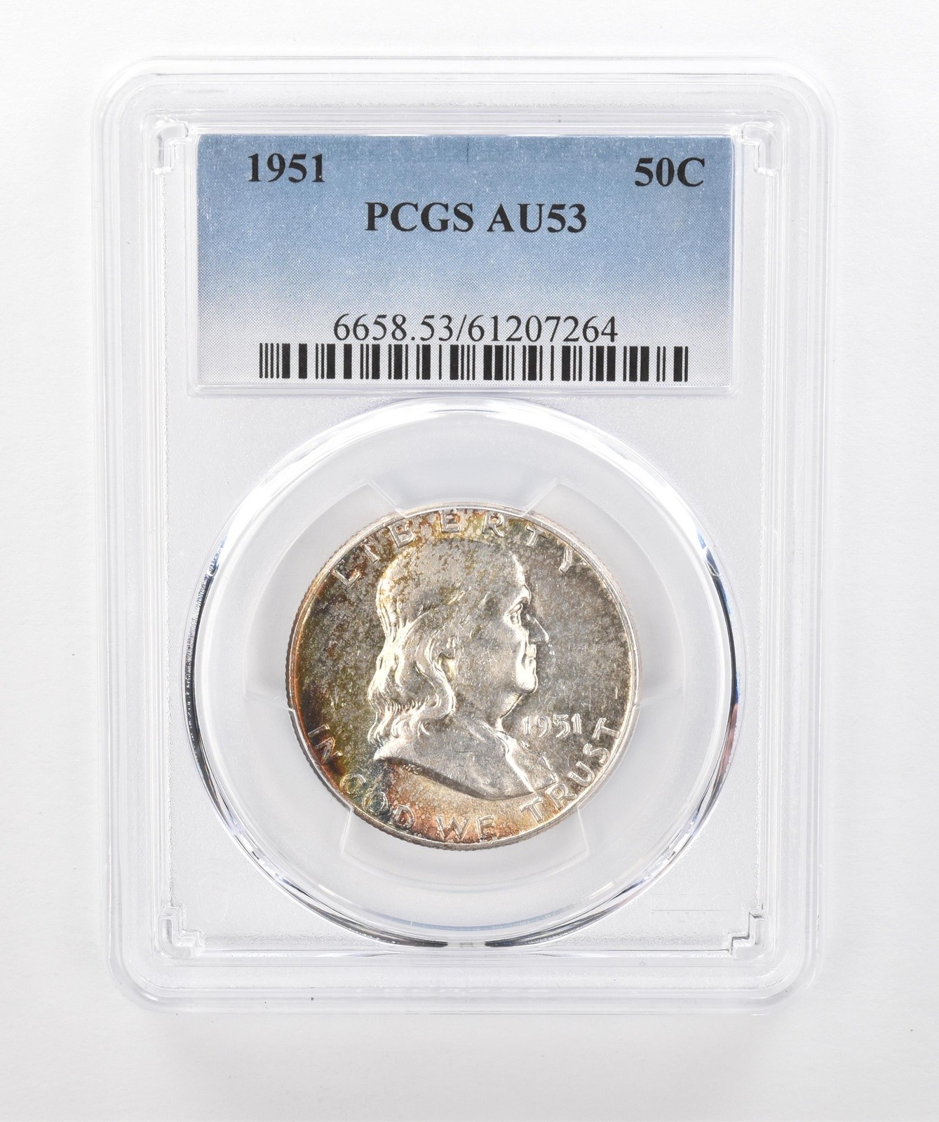 1951 Franklin Half Dollar AU53 PCGS Beautiful Tone *1456