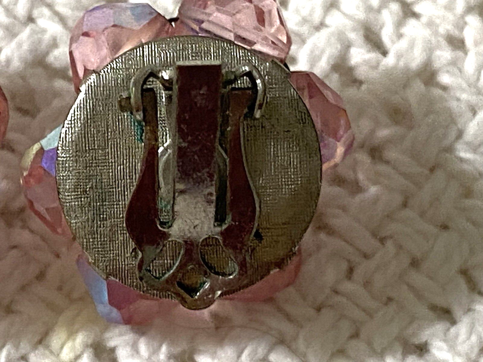 Vintage Pink Aurora Borealis Bead Cluster Earrings