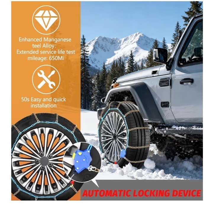 DEDC Auto Lock Snow Tire Chains,50s Quick Easy,Enhanced Manganese Steel Alloy...
