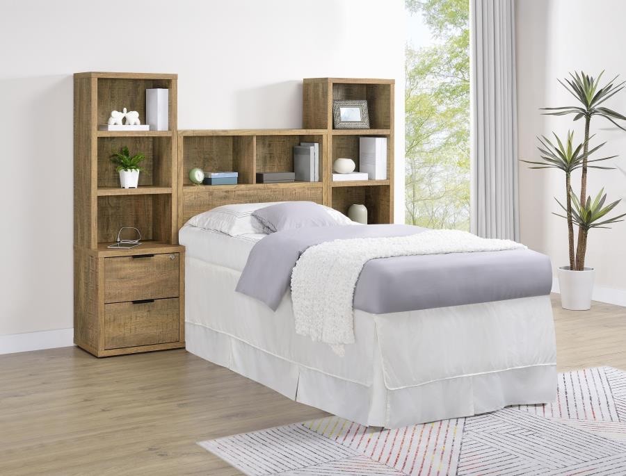 3 PC MANGO TWIN BOOKCASE HEADBOARD and 2 BOOKCASE NIGHTSTANDS BEDROOM FURNITURE