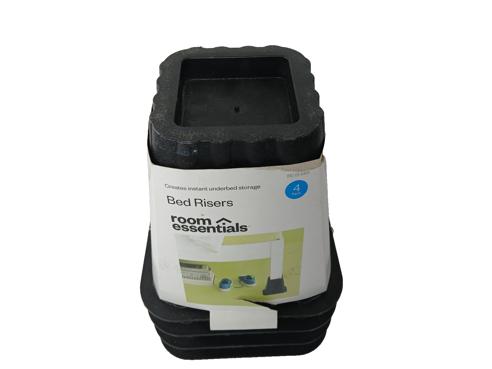 Room Essentials 4 Pack of 6” Plastic Black Bed Risers