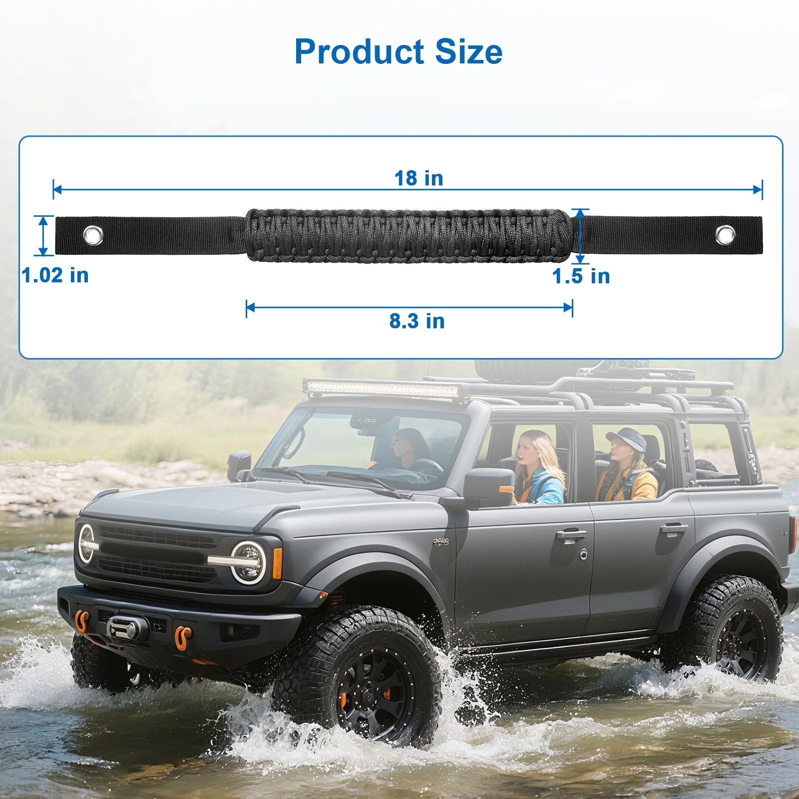 SFYHORK 4 PCS Roll Bar Grab Handles Compatible with Ford-Bronco 2025, Black