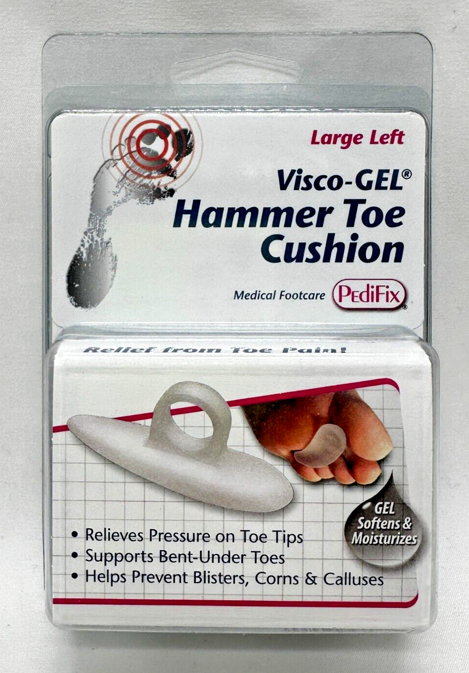 NEW PediFix Visco-Gel Hammer Toe Cushion P53-LL~ Large Left~ Women Sz 11+ Men 9+