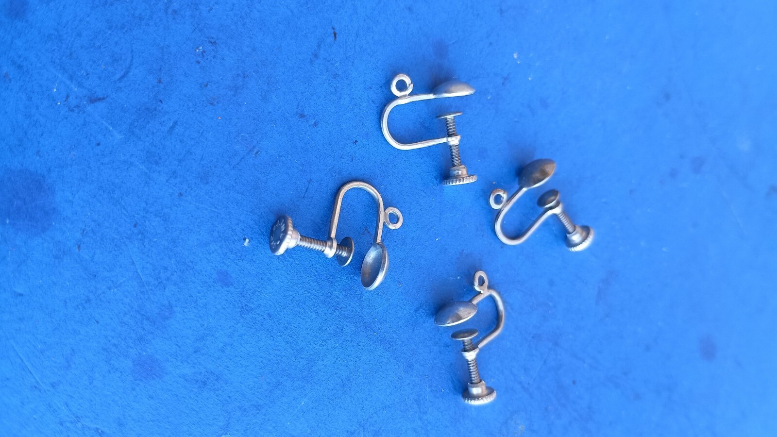 Sterling silver screw back dangle earring finding setting, Pair, 2 Pieces.