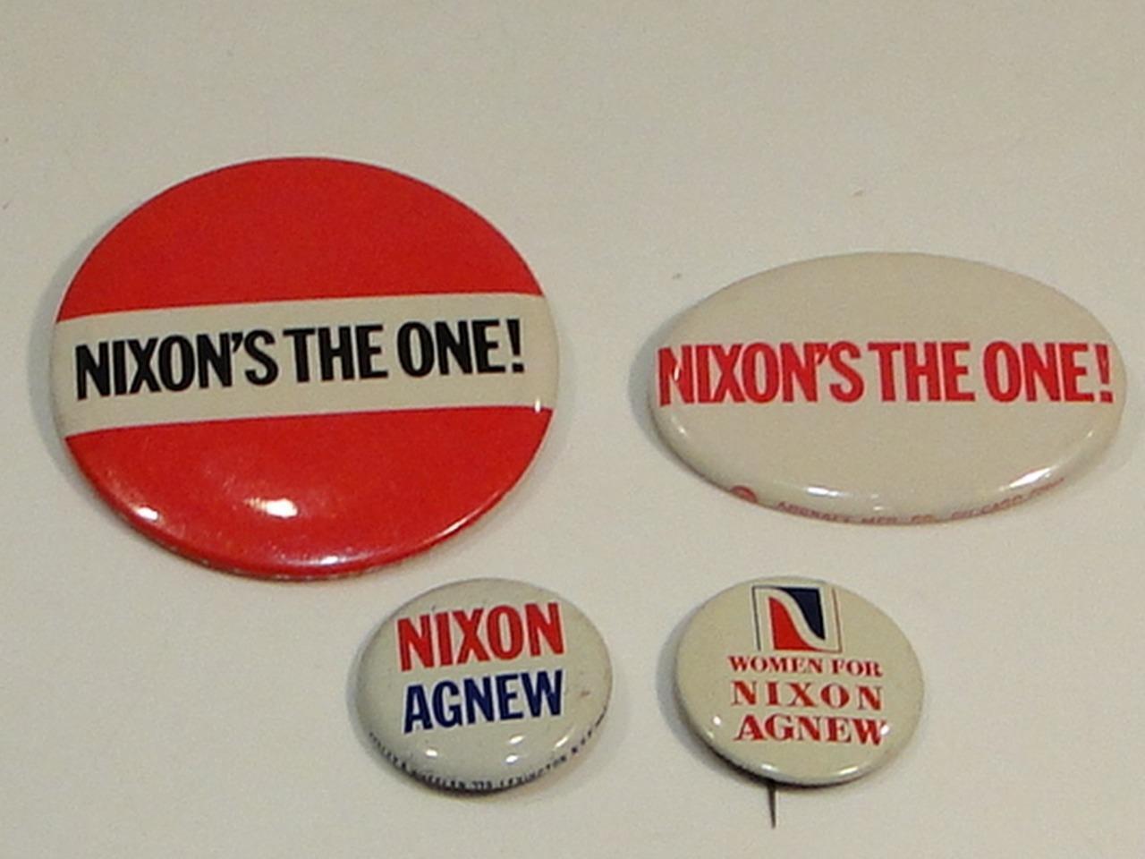 Nixon's The One, Women For Nixon Agnew & 2 Additional Nixon Pinback Buttons