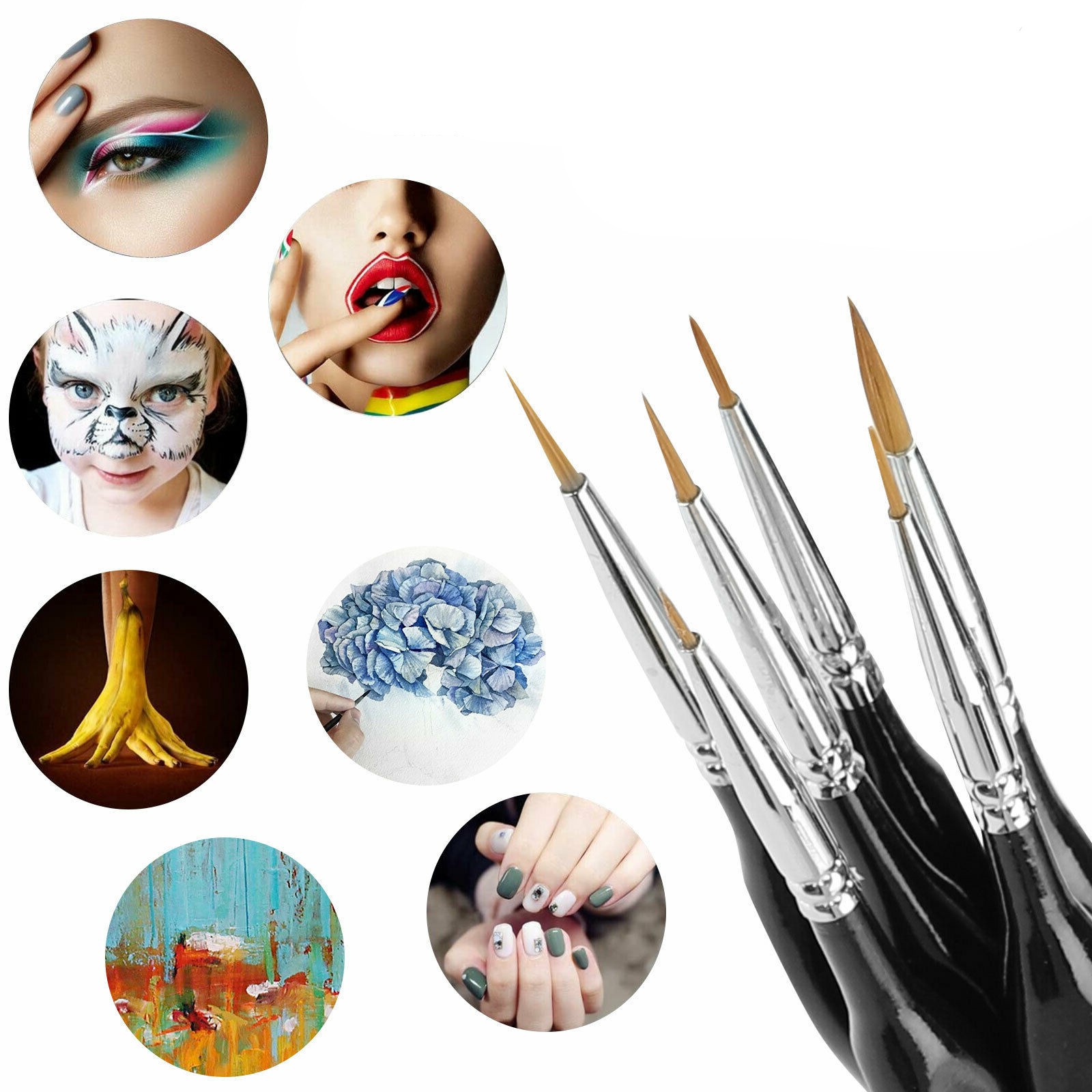 6Pcs Extra Fine EF Tip Details Paint Model Maker Painting Brush Pen Tool Set B
