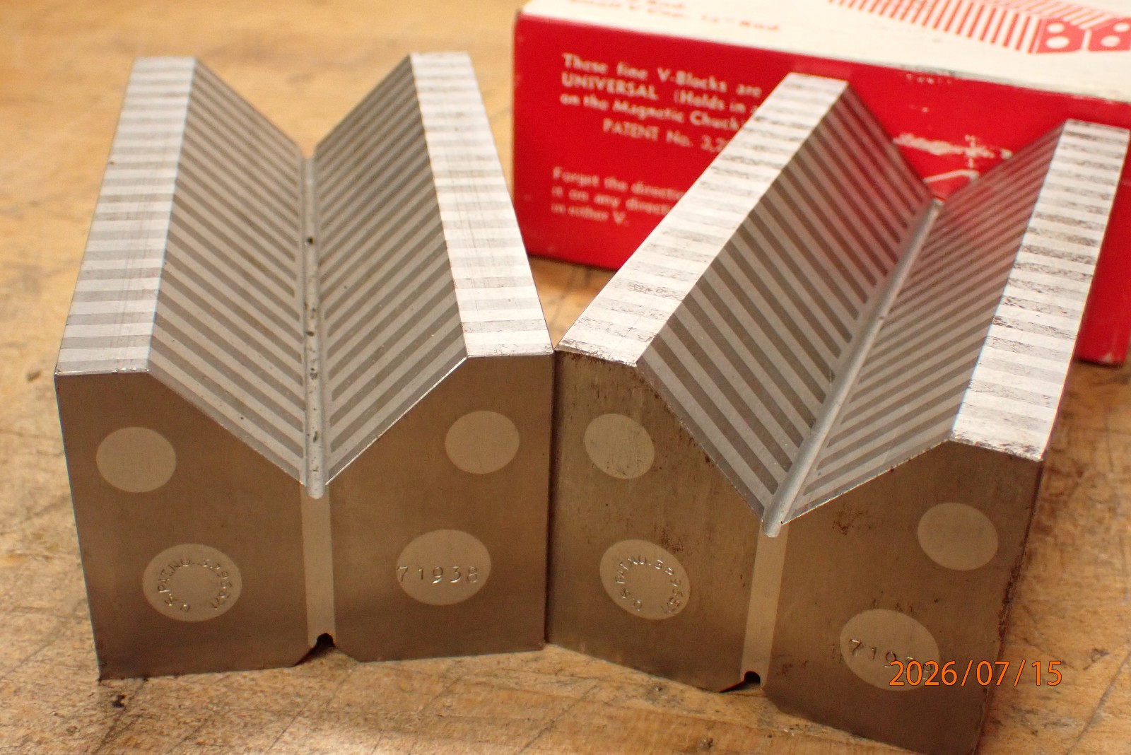 2, FISHER MACHINE MAGNETIC TRANSFER LONG V-BLOCKS  FOR SURFACE GRINDING