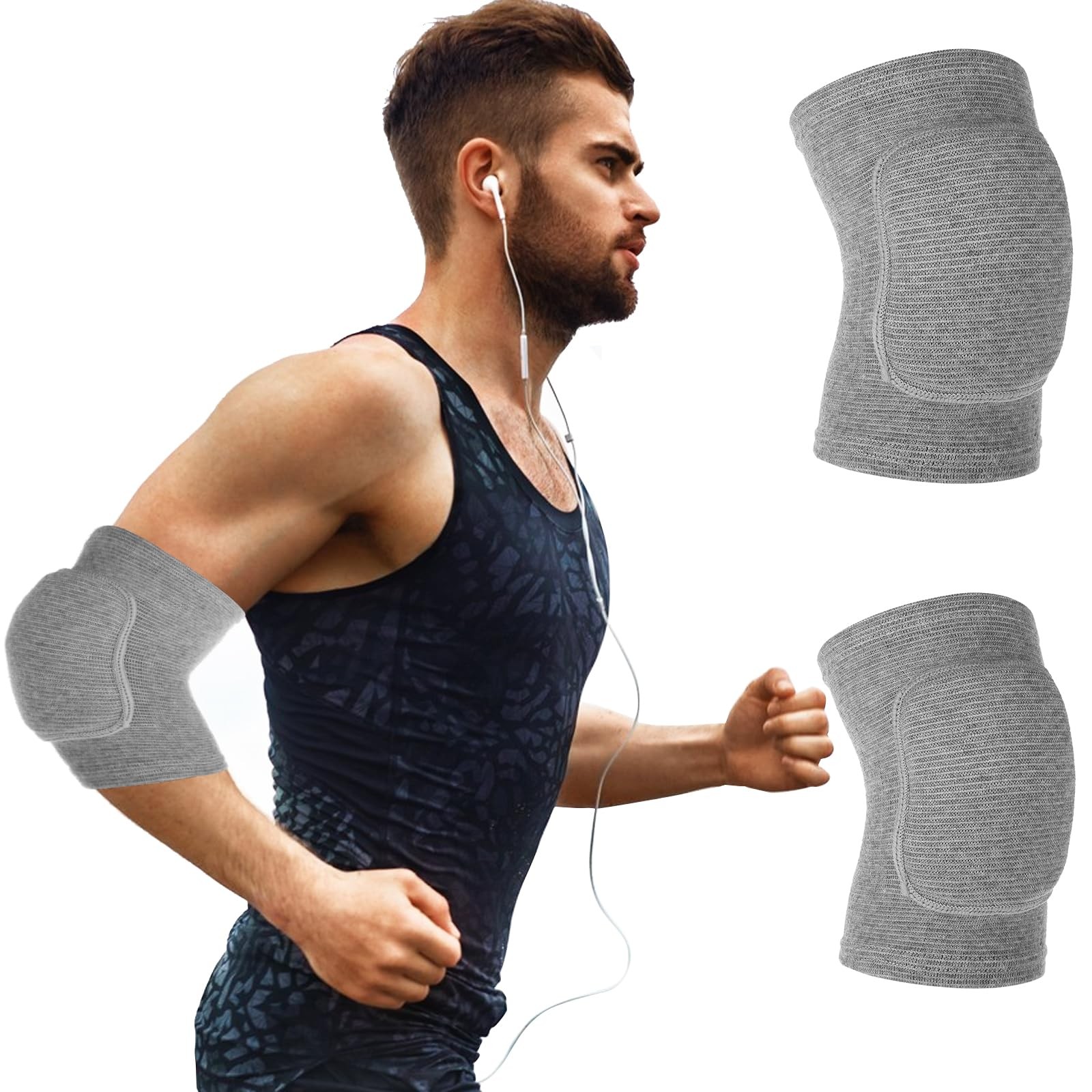 Arm Brace Pads Elbow Protector Strap Pair Gray, Breathable Anti-Collision Spo...