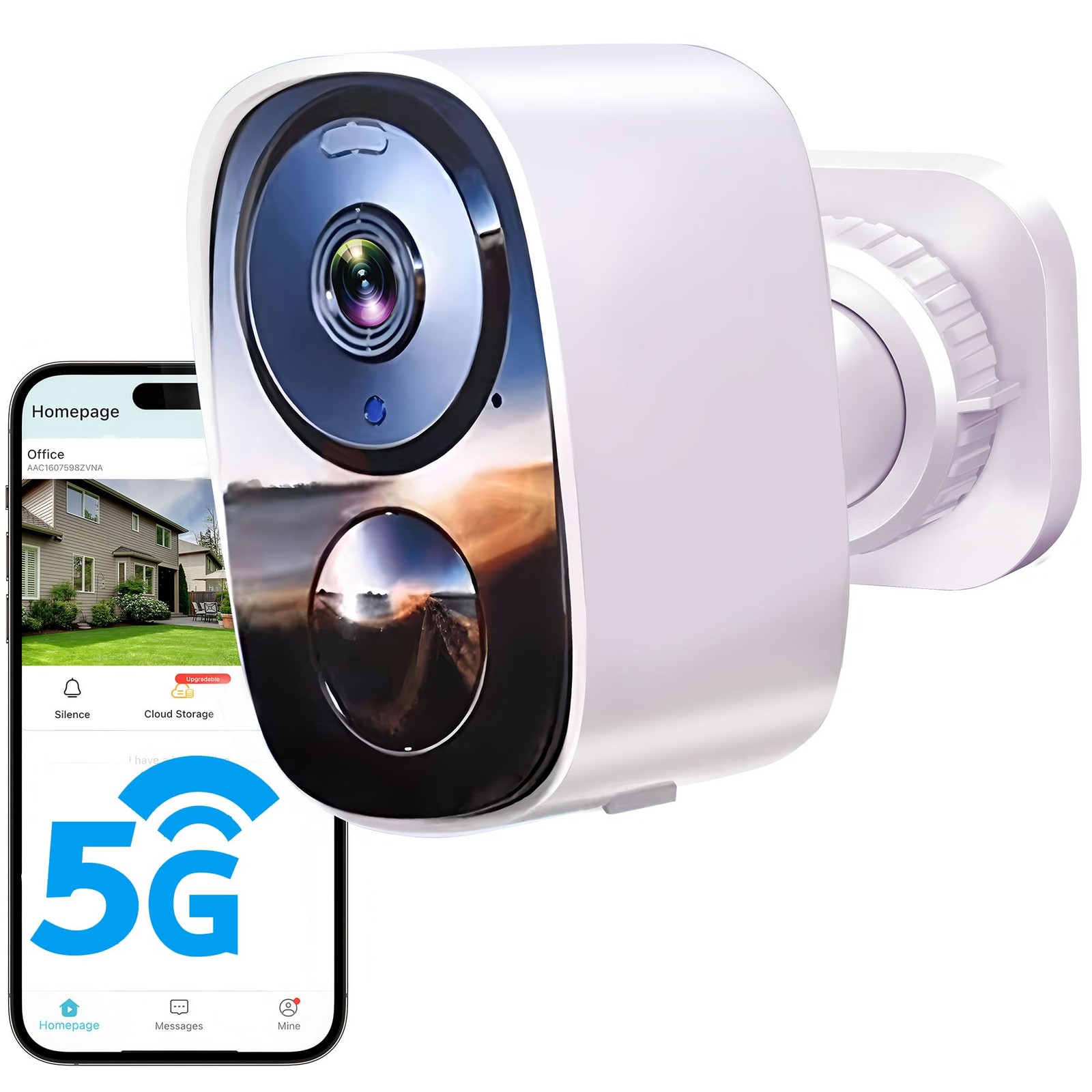 2026 Upgraded 2K Security Cameras Wireless Medium, White-2.4G&5G Camera