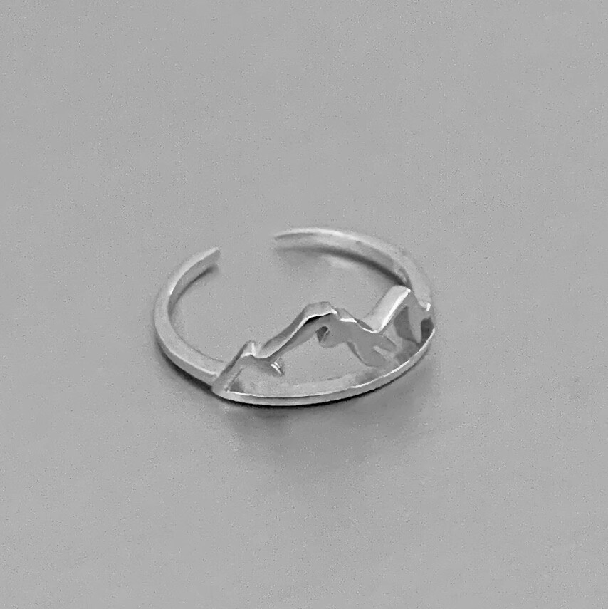 Sterling Silver Mountain Toe Ring, Silver Rings, Rock Ring, Hiking Ring