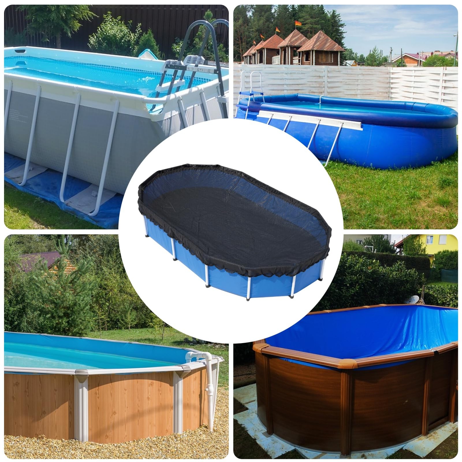 10' x 16' Oval Pool Leaf Net Cover with String, Winter 12 x 18 ft, Blue