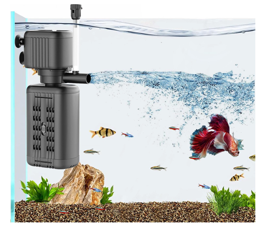 40-150Gal Internal Aquarium Filter 4in1 Submersible Pump Wave Air 15W
